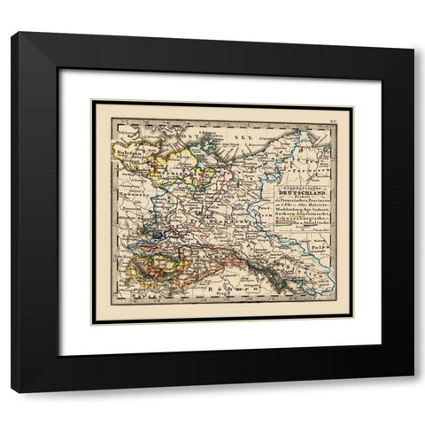Europe Northern Germany - Stieler 1852 Black Modern Wood Framed Art Print with Double Matting by Stieler