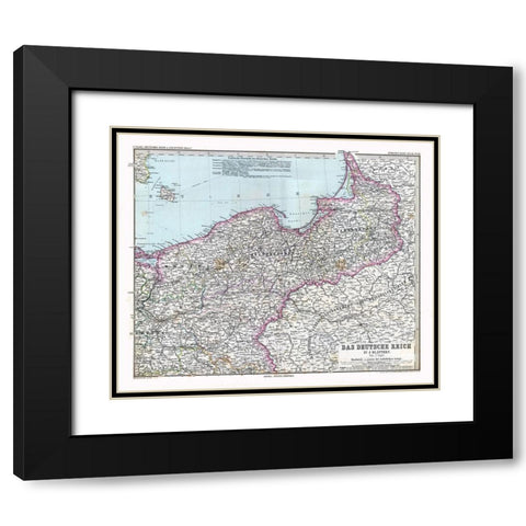 Northeast Germany - Stieler 1885 Black Modern Wood Framed Art Print with Double Matting by Stieler