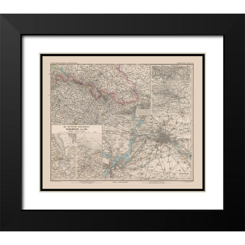 Silesia Germany - Stieler 1885 Black Modern Wood Framed Art Print with Double Matting by Stieler