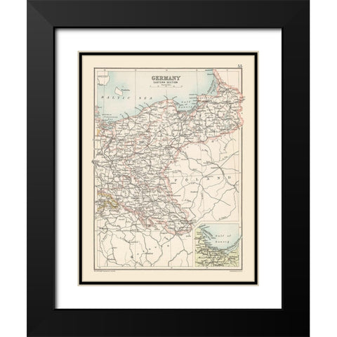 Eastern Germany - Bartholomew 1892 Black Modern Wood Framed Art Print with Double Matting by Bartholomew