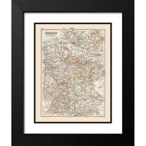 Western Germany - Bartholomew 1892 Black Modern Wood Framed Art Print with Double Matting by Bartholomew
