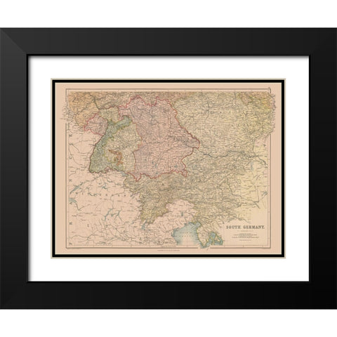 South Germany - Black 1867 Black Modern Wood Framed Art Print with Double Matting by Black