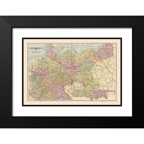 Germany - Cram 1888 Black Modern Wood Framed Art Print with Double Matting by Cram