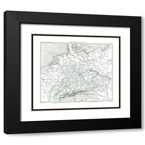 Germany - Thiers 1866 Black Modern Wood Framed Art Print with Double Matting by Thiers
