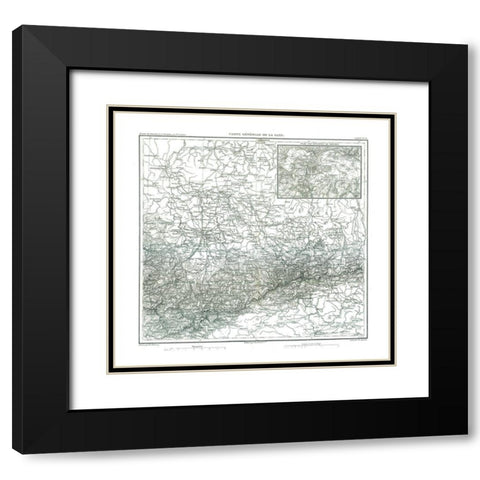 Saxe Germany - Thiers 1866 Black Modern Wood Framed Art Print with Double Matting by Thiers