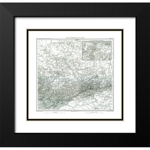 Saxe Germany - Thiers 1866 Black Modern Wood Framed Art Print with Double Matting by Thiers