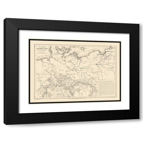 Physical North Germany - Drioux 1882 Black Modern Wood Framed Art Print with Double Matting by Drioux
