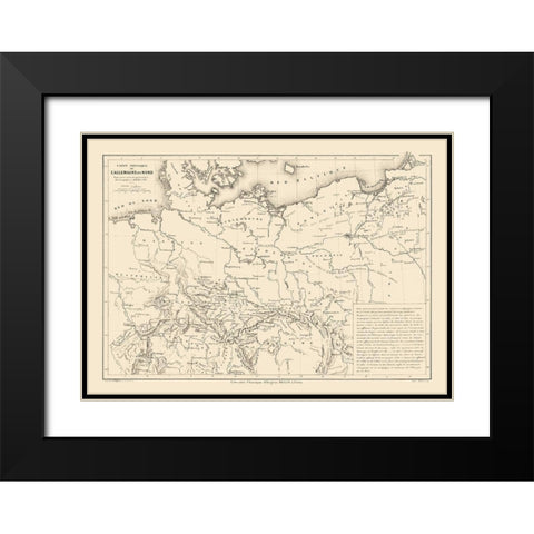 Physical North Germany - Drioux 1882 Black Modern Wood Framed Art Print with Double Matting by Drioux