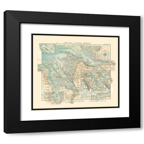 Jade Bight Elbe Weser Germany - Perthes 1914 Black Modern Wood Framed Art Print with Double Matting by Perthes