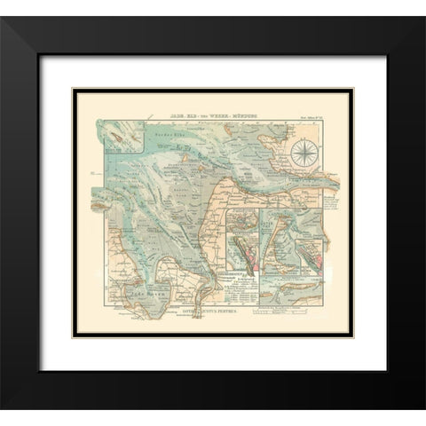 Jade Bight Elbe Weser Germany - Perthes 1914 Black Modern Wood Framed Art Print with Double Matting by Perthes
