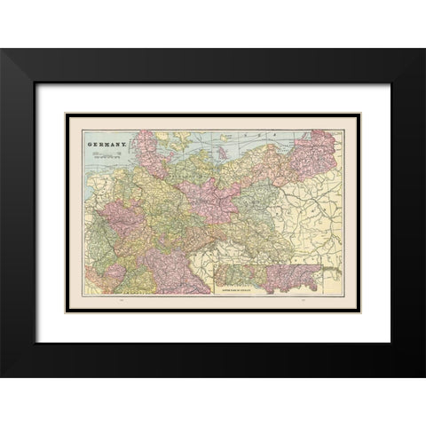 Germany - Cram 1892 Black Modern Wood Framed Art Print with Double Matting by Cram