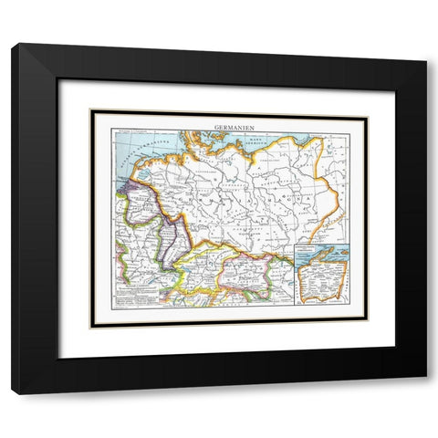 Germany - Droysen 1886 Black Modern Wood Framed Art Print with Double Matting by Droysen