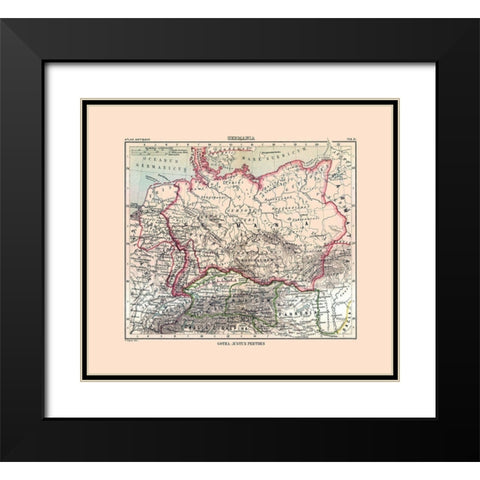 Germany - Perthes 1896 Black Modern Wood Framed Art Print with Double Matting by Perthes