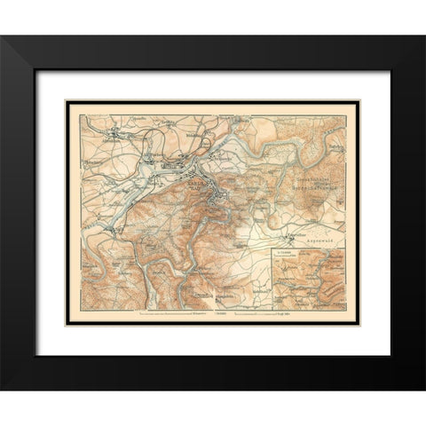 Karlsbad Region Germany - Baedeker 1910 Black Modern Wood Framed Art Print with Double Matting by Baedeker