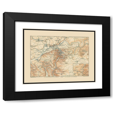 Karlsbad Region Germany - Baedeker 1910 Black Modern Wood Framed Art Print with Double Matting by Baedeker