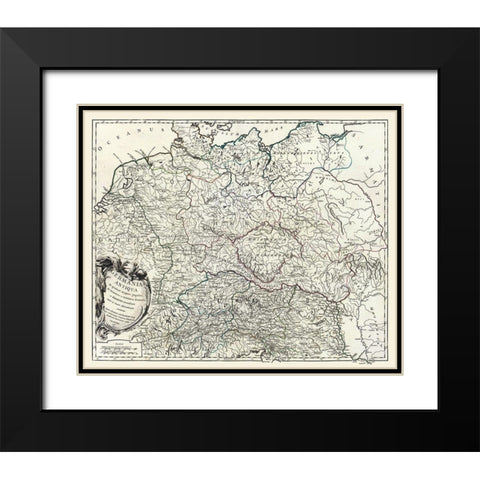 Ancient Germany - Vaugondy 1757 Black Modern Wood Framed Art Print with Double Matting by Vaugondy