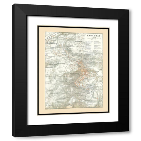 Karlsbad Germany - Baedeker 1896 Black Modern Wood Framed Art Print with Double Matting by Baedeker