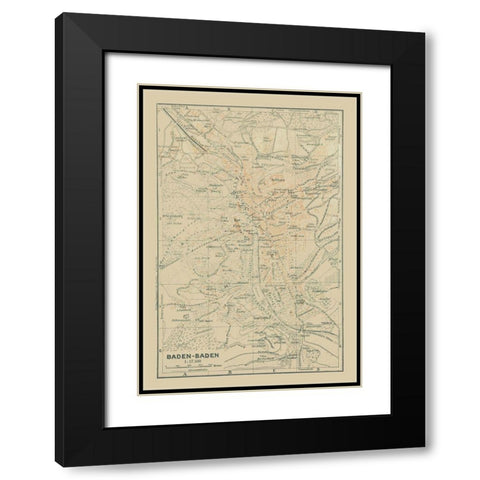 Baden Baden Germany - Baedeker 1914 Black Modern Wood Framed Art Print with Double Matting by Baedeker