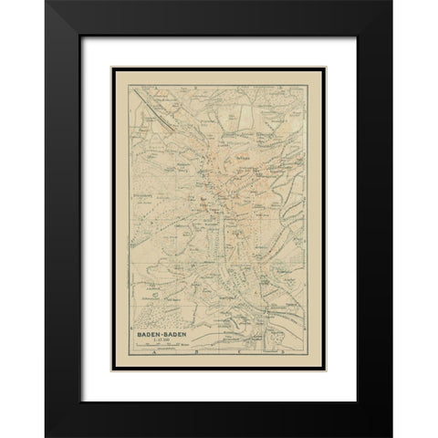 Baden Baden Germany - Baedeker 1914 Black Modern Wood Framed Art Print with Double Matting by Baedeker