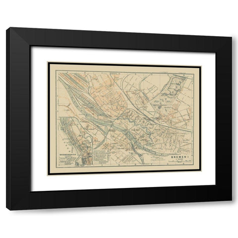 Bremen Bremerhaven Germany - Baedeker 1914 Black Modern Wood Framed Art Print with Double Matting by Baedeker