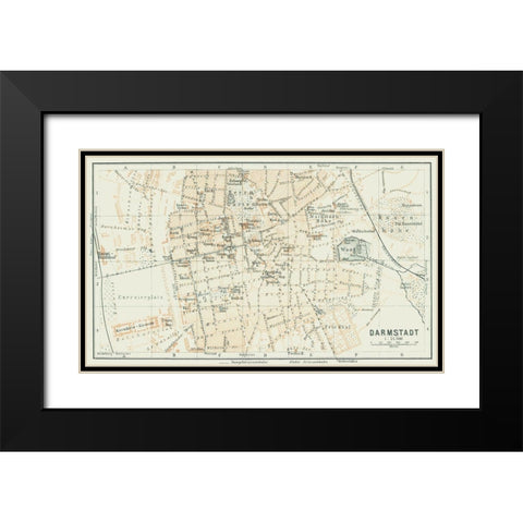 Darmstadt Germany - Baedeker 1914 Black Modern Wood Framed Art Print with Double Matting by Baedeker