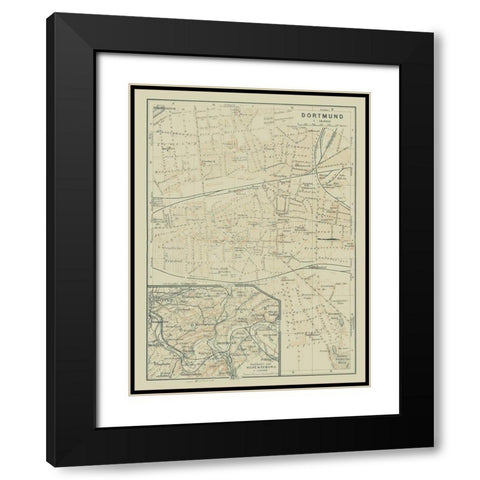 Dortmund Germany - Baedeker 1914 Black Modern Wood Framed Art Print with Double Matting by Baedeker