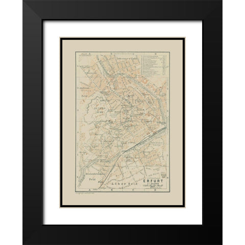 Erfurt Germany - Baedeker 1914 Black Modern Wood Framed Art Print with Double Matting by Baedeker