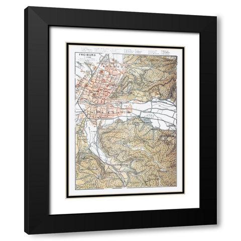 Freiburg Germany - Baedeker 1914 Black Modern Wood Framed Art Print with Double Matting by Baedeker