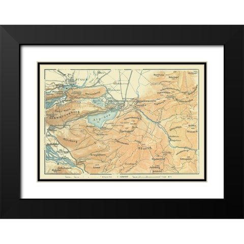 Fussen Region Germany - Baedeker 1914 Black Modern Wood Framed Art Print with Double Matting by Baedeker