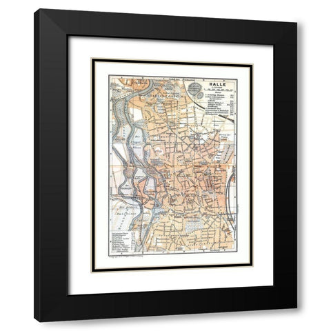 Halle Germany - Baedeker 1914 Black Modern Wood Framed Art Print with Double Matting by Baedeker