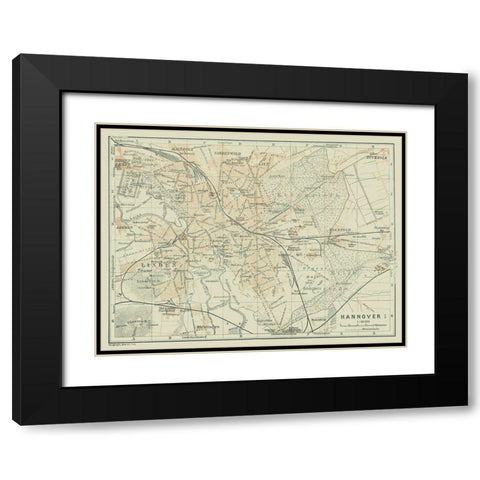 Hannover Germany - Baedeker 1914 Black Modern Wood Framed Art Print with Double Matting by Baedeker