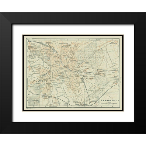 Hannover Germany - Baedeker 1914 Black Modern Wood Framed Art Print with Double Matting by Baedeker