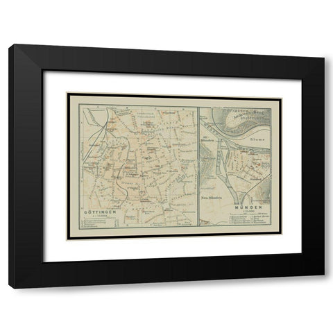 Gottingen Munden Germany - Baedeker 1914 Black Modern Wood Framed Art Print with Double Matting by Baedeker