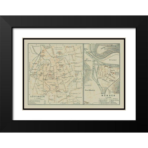 Gottingen Munden Germany - Baedeker 1914 Black Modern Wood Framed Art Print with Double Matting by Baedeker