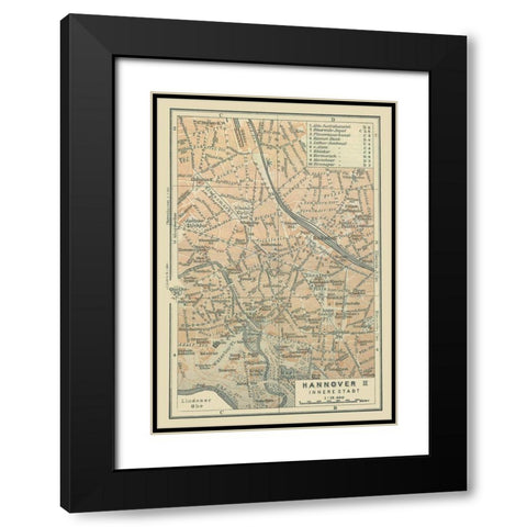 Hannover Inner City Germany - Baedeker 1914 Black Modern Wood Framed Art Print with Double Matting by Baedeker