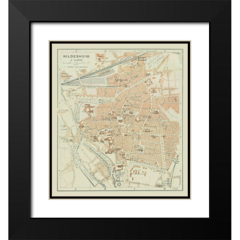 Hildesheim Germany - Baedeker 1914 Black Modern Wood Framed Art Print with Double Matting by Baedeker