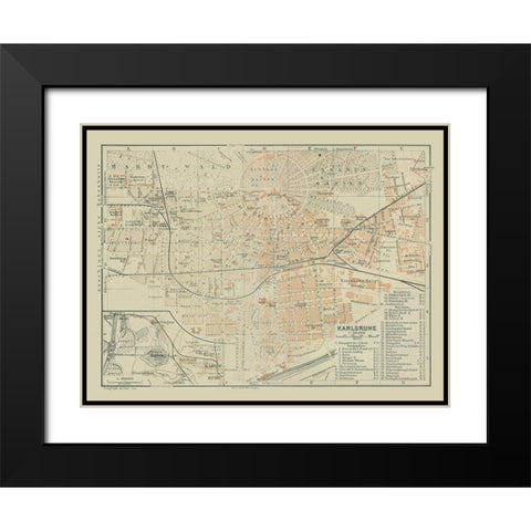 Karlsruhe Germany - Baedeker 1914 Black Modern Wood Framed Art Print with Double Matting by Baedeker