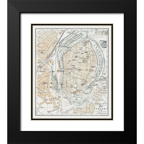 Lubeck Germany - Baedeker 1914 Black Modern Wood Framed Art Print with Double Matting by Baedeker