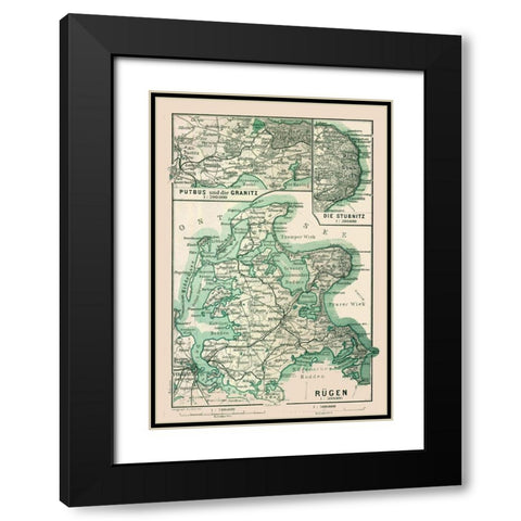 Rugen Island Germany - Baedeker 1914 Black Modern Wood Framed Art Print with Double Matting by Baedeker