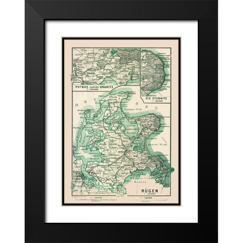 Rugen Island Germany - Baedeker 1914 Black Modern Wood Framed Art Print with Double Matting by Baedeker