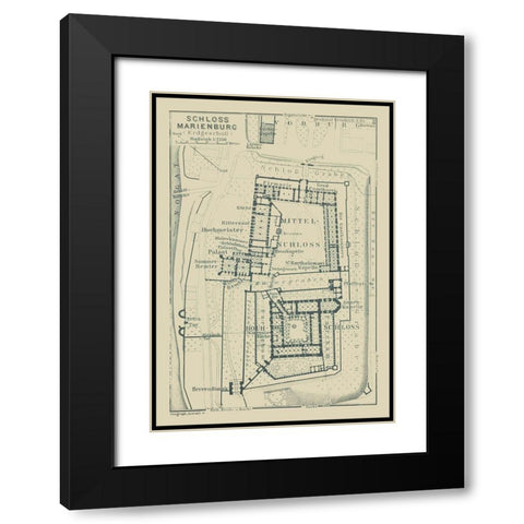 Schloss Marienburg Germany - Baedeker 1914 Black Modern Wood Framed Art Print with Double Matting by Baedeker