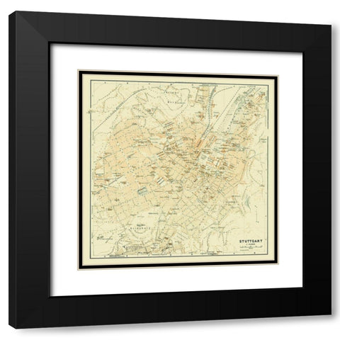 Stuttgart Germany - Baedeker 1914 Black Modern Wood Framed Art Print with Double Matting by Baedeker