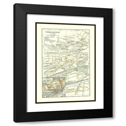 Tubingen Germany - Baedeker 1914 Black Modern Wood Framed Art Print with Double Matting by Baedeker