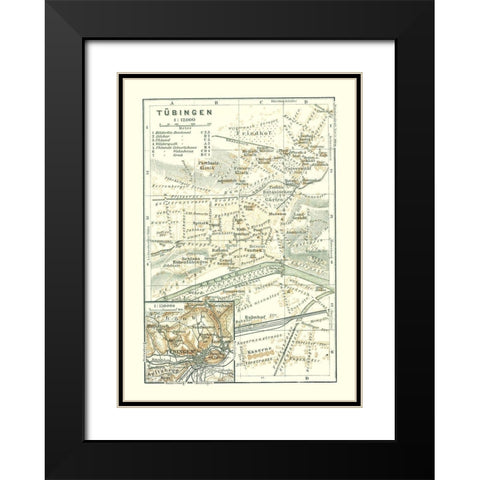 Tubingen Germany - Baedeker 1914 Black Modern Wood Framed Art Print with Double Matting by Baedeker