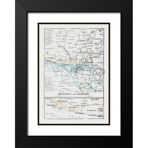 Hamburg Surroundings Germany - Baedeker 1914 Black Modern Wood Framed Art Print with Double Matting by Baedeker