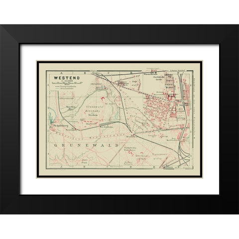 Westend Berlin Germany - Baedeker 1914 Black Modern Wood Framed Art Print with Double Matting by Baedeker