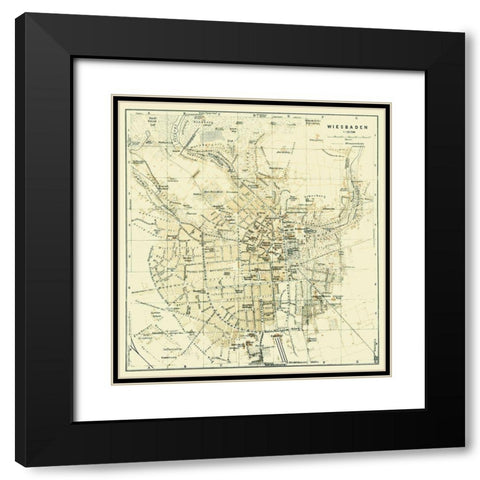 Wiesbaden Germany - Baedeker 1914 Black Modern Wood Framed Art Print with Double Matting by Baedeker