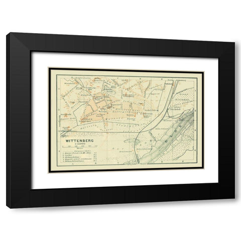 Wittenberg Germany - Baedeker 1914 Black Modern Wood Framed Art Print with Double Matting by Baedeker