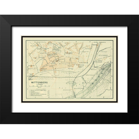 Wittenberg Germany - Baedeker 1914 Black Modern Wood Framed Art Print with Double Matting by Baedeker