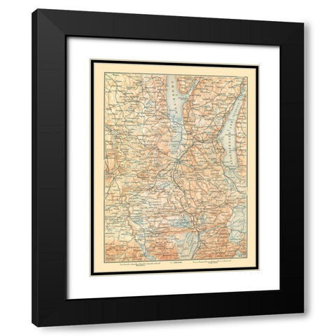 Southern Germany - Baedeker 1896 Black Modern Wood Framed Art Print with Double Matting by Baedeker